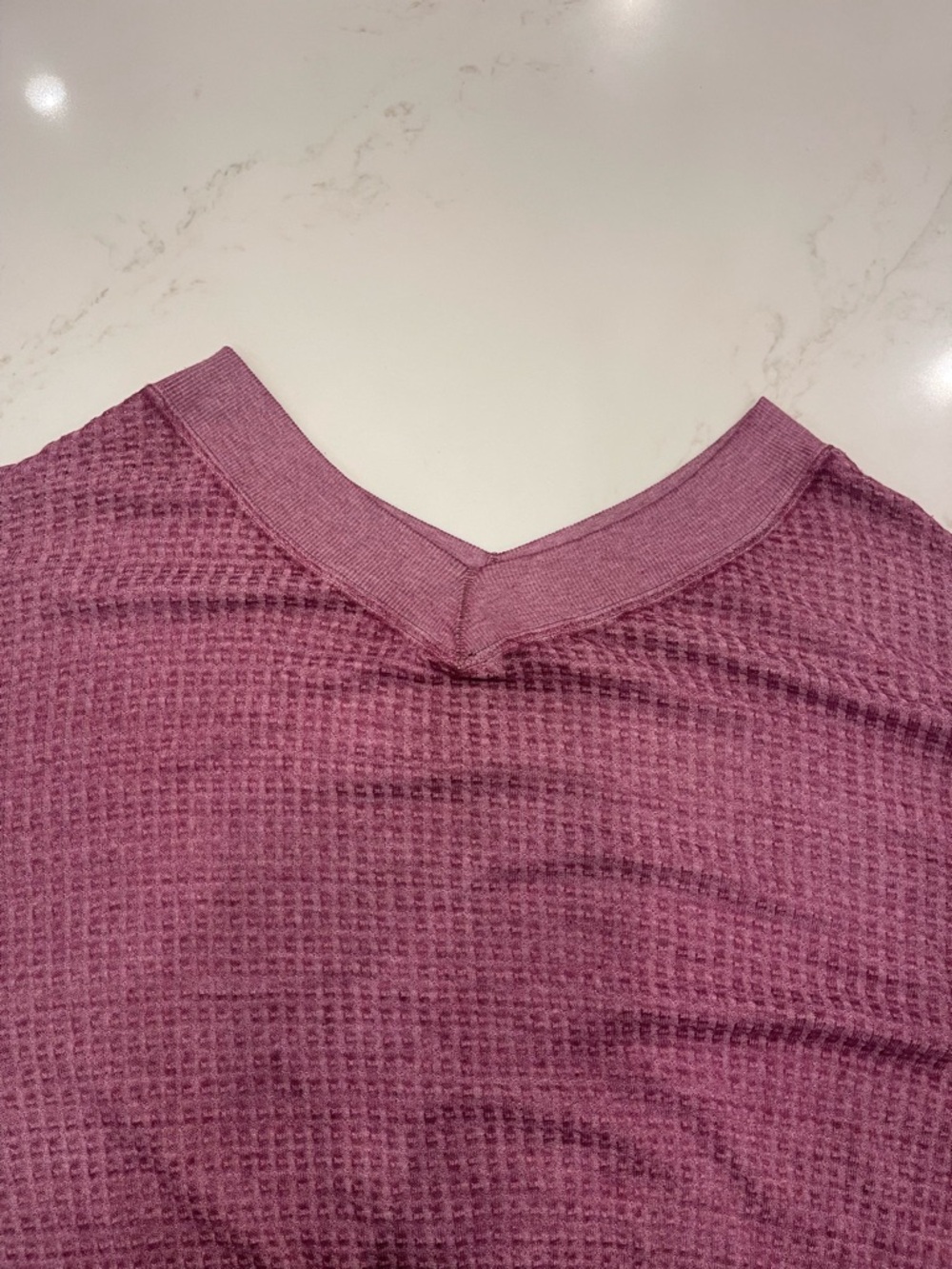 We The Free Women’s Waffle-Knit V-Neck Purple Top - Picture 11 of 16